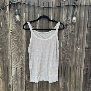 3/$15 CLEARANCE Grey scoop neck tank top with glittery silver straps and trim Lg